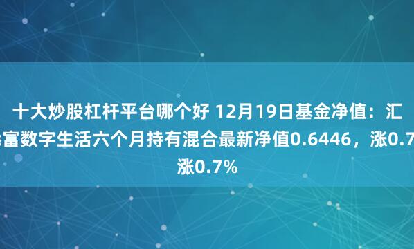 十大炒股杠杆平台哪个好 12月19日基金净值：汇添富数字生活六个月持有混合最新净值0.6446，涨0.7%