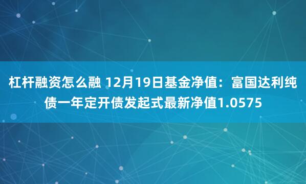 杠杆融资怎么融 12月19日基金净值：富国达利纯债一年定开债发起式最新净值1.0575