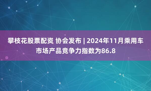 攀枝花股票配资 协会发布 | 2024年11月乘用车市场产品竞争力指数为86.8